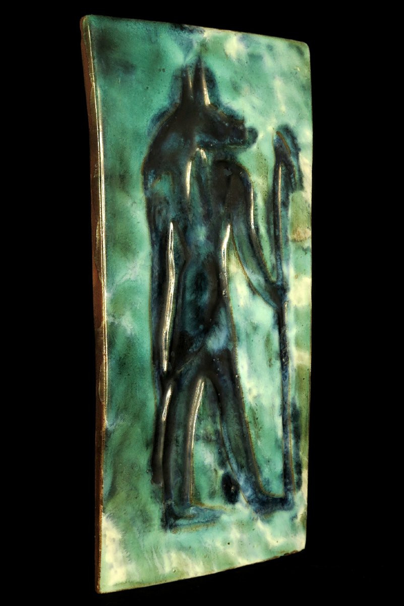 Antique Ceramic Anubis By Hassen Heshmat / Sculpture Egypt Design 1980-photo-6