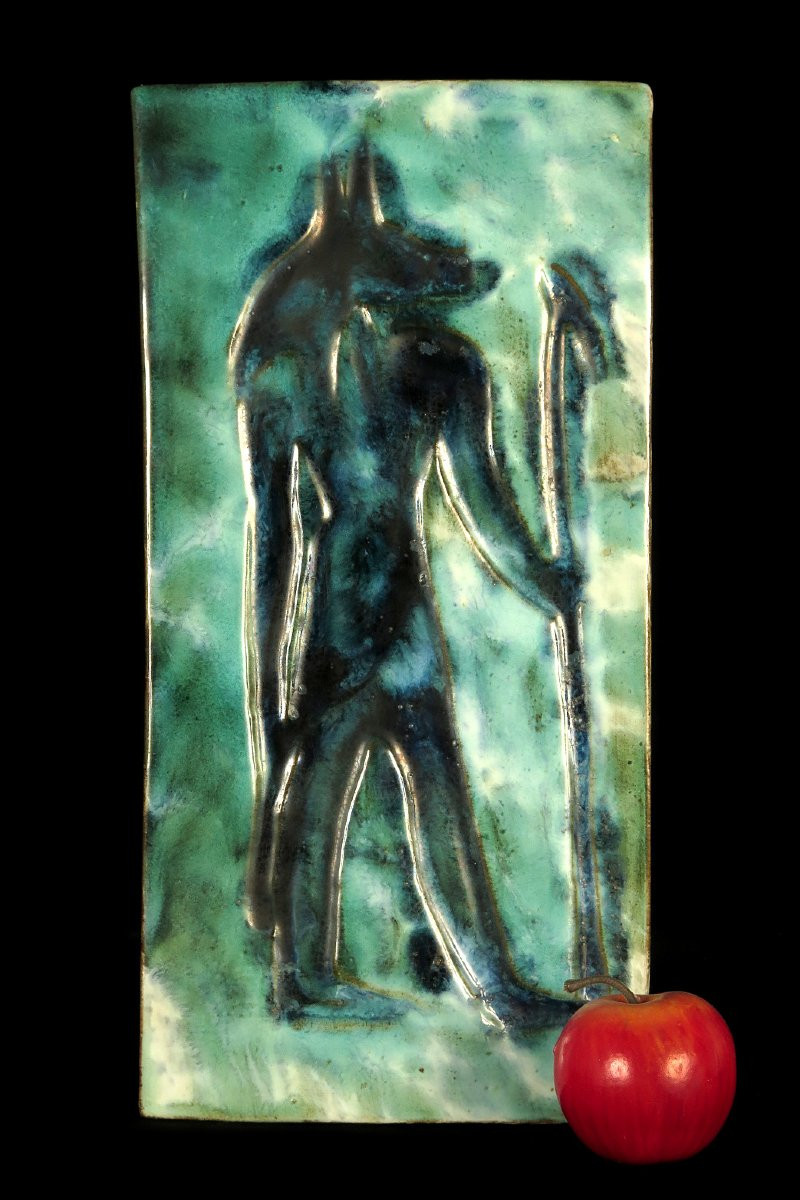 Antique Ceramic Anubis By Hassen Heshmat / Sculpture Egypt Design 1980-photo-7