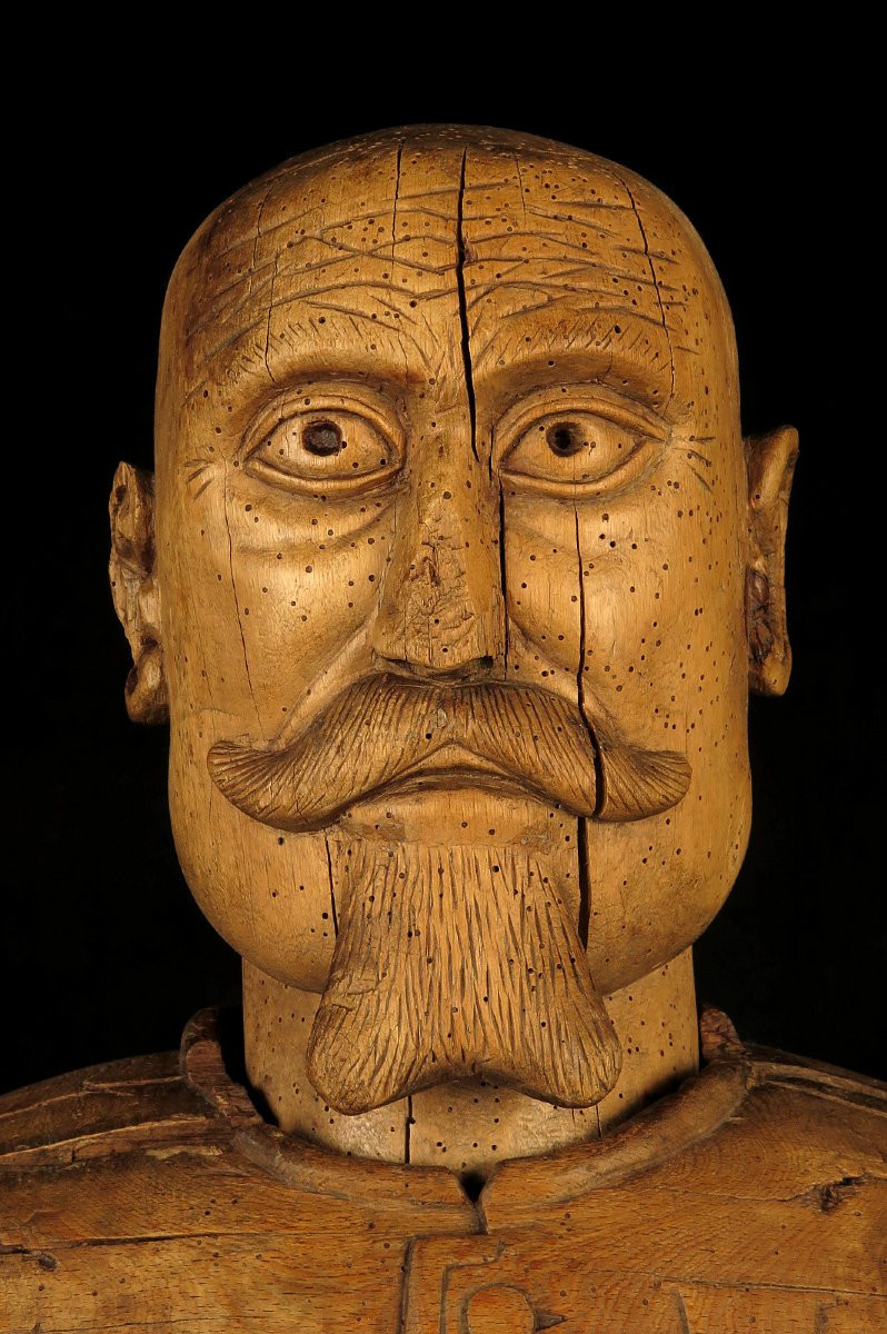 Ancienne sculpture, buste de militaire, art populaire vers 1920 / Militaria WW1-photo-2