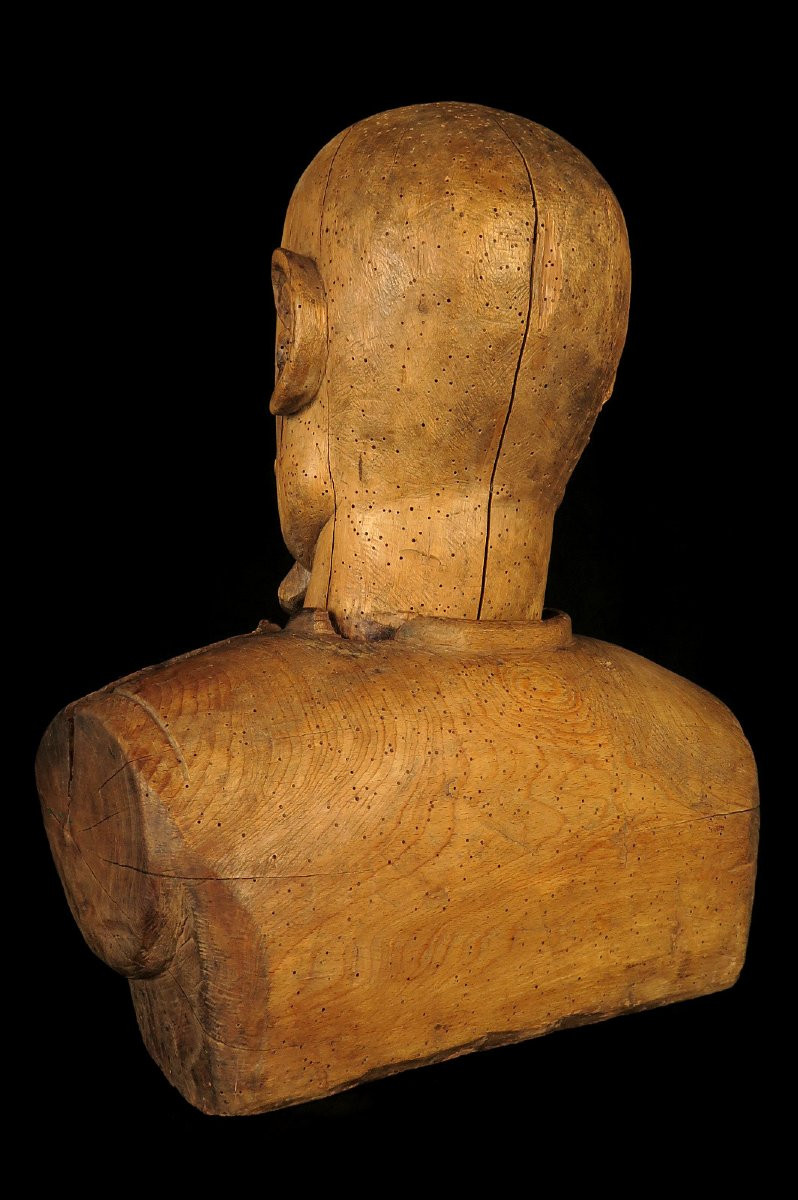 Ancienne sculpture, buste de militaire, art populaire vers 1920 / Militaria WW1-photo-3