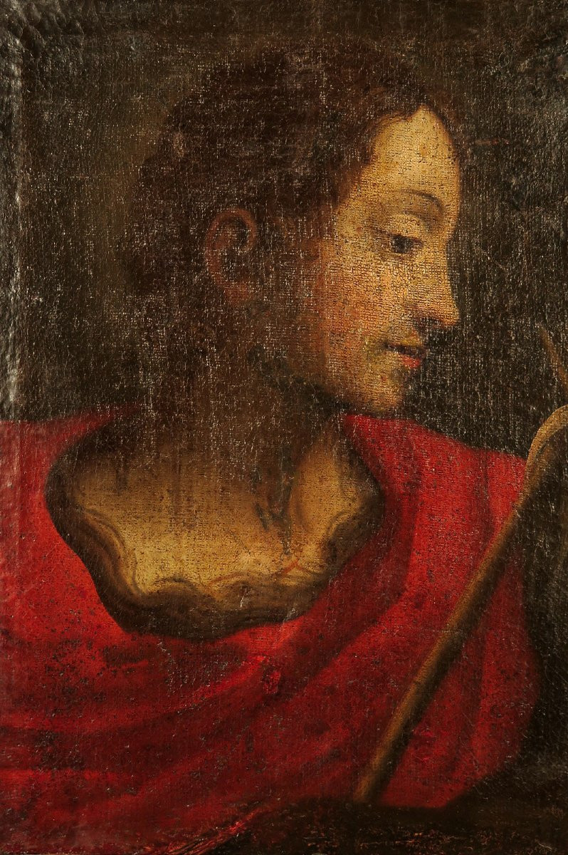 Antique 18th-century Portrait, Oil Painting Of Saint Sebastian / Origin: Italy-photo-2