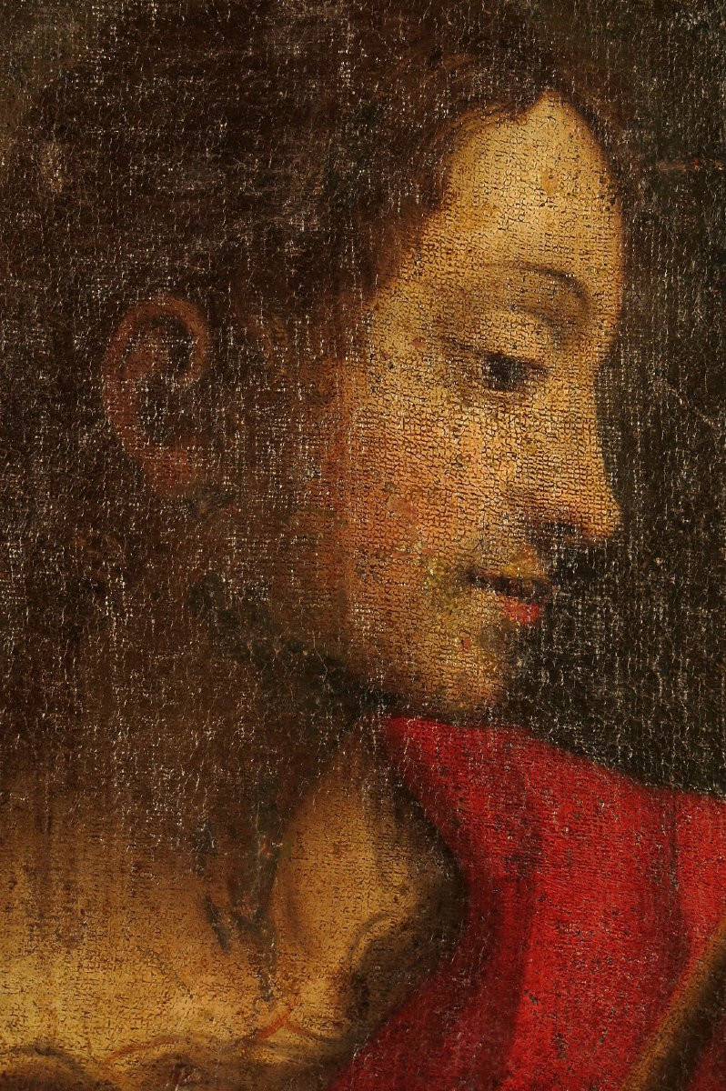 Antique 18th-century Portrait, Oil Painting Of Saint Sebastian / Origin: Italy-photo-3