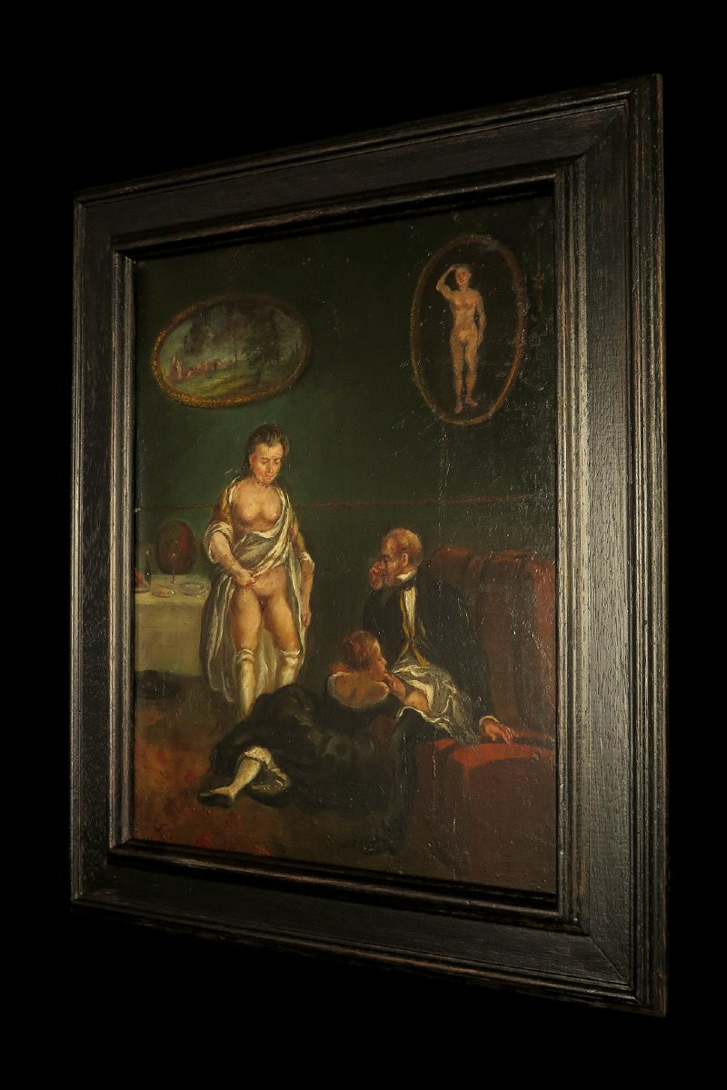 Stunning Early Erotic Oil Painting, Circa 1850 / Brothel Oddities-photo-5