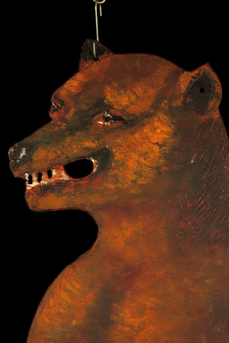 Old Black Iron Sign, Folk Art Circa 1920/ Bière Brasserie à l'Ours-photo-4