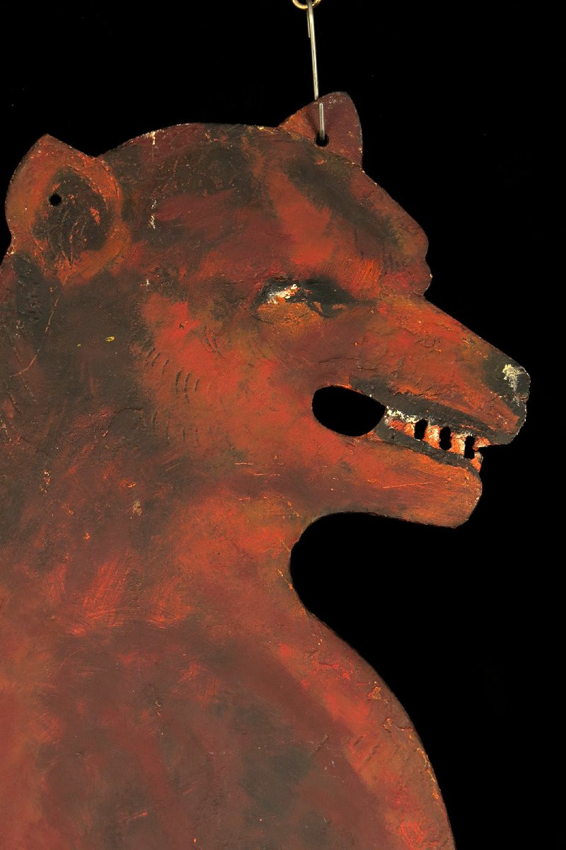 Old Black Iron Sign, Folk Art Circa 1920/ Bière Brasserie à l'Ours-photo-4