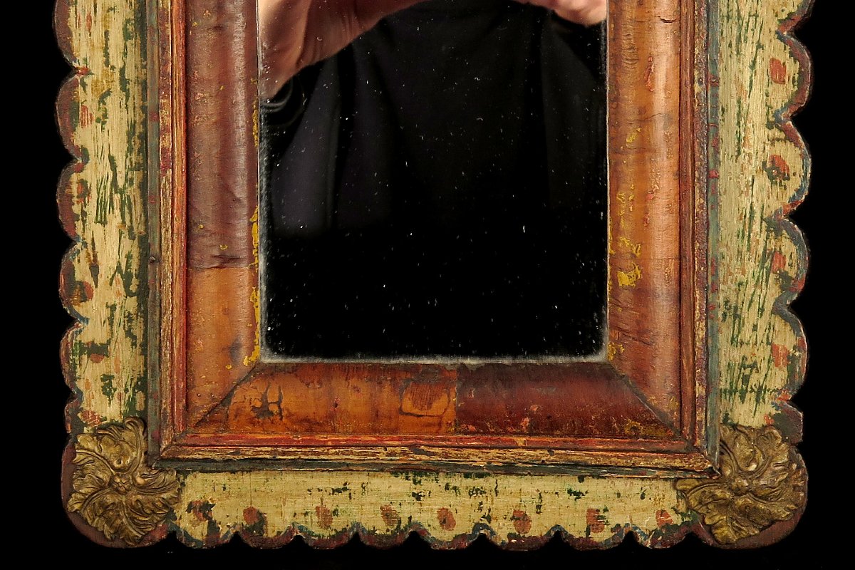 Antique Mirror, Folk Art, Circa 1820 / Portrait Of A Soldier Of Napoleon-photo-3