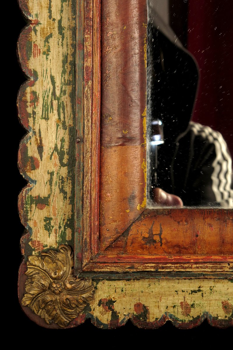 Antique Mirror, Folk Art, Circa 1820 / Portrait Of A Soldier Of Napoleon-photo-3