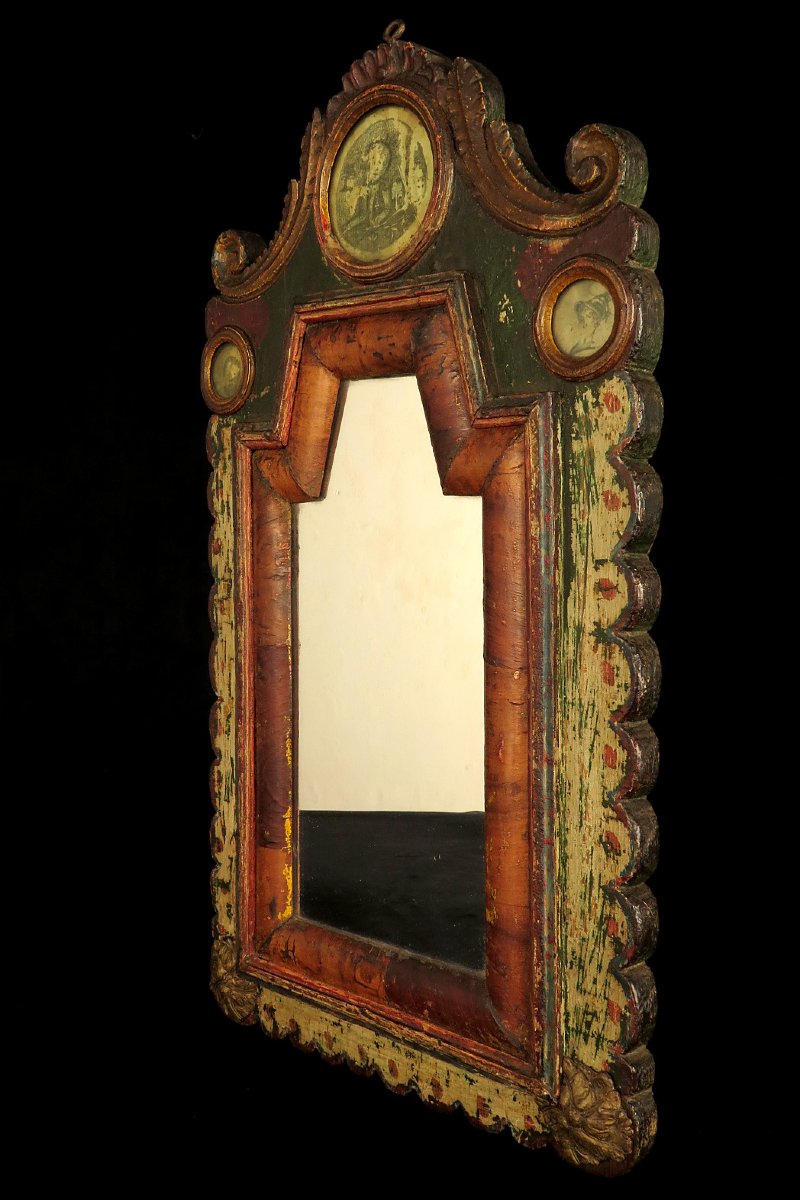Antique Mirror, Folk Art, Circa 1820 / Portrait Of A Soldier Of Napoleon-photo-4