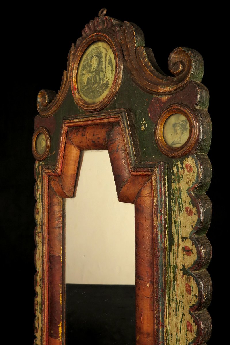 Antique Mirror, Folk Art, Circa 1820 / Portrait Of A Soldier Of Napoleon-photo-5
