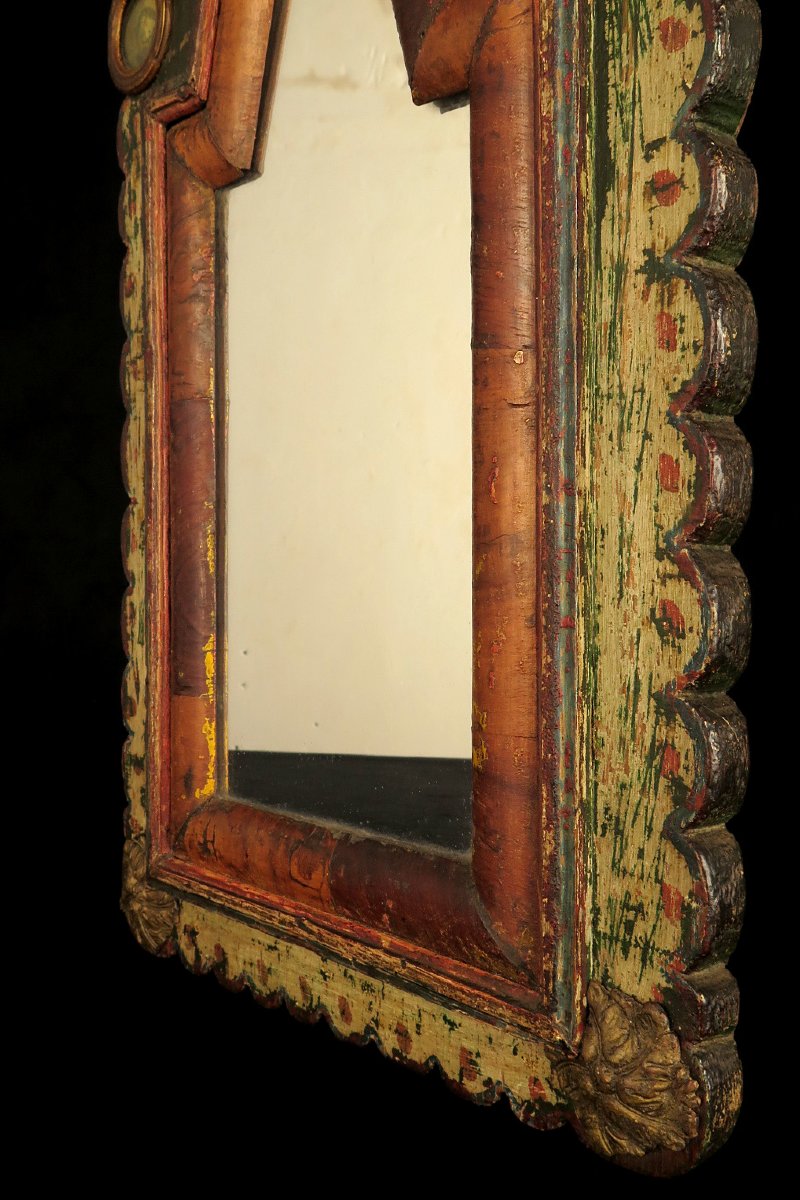 Antique Mirror, Folk Art, Circa 1820 / Portrait Of A Soldier Of Napoleon-photo-6