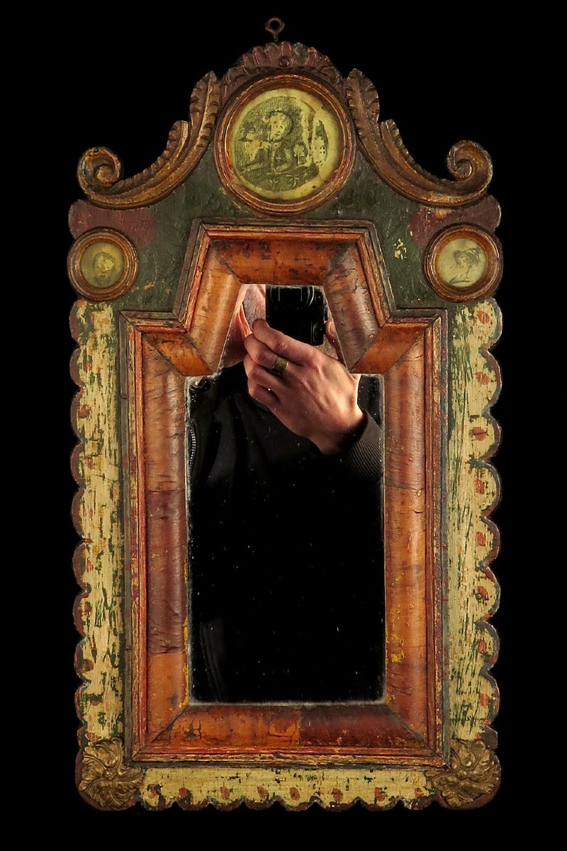 Antique Mirror, Folk Art, Circa 1820 / Portrait Of A Soldier Of Napoleon