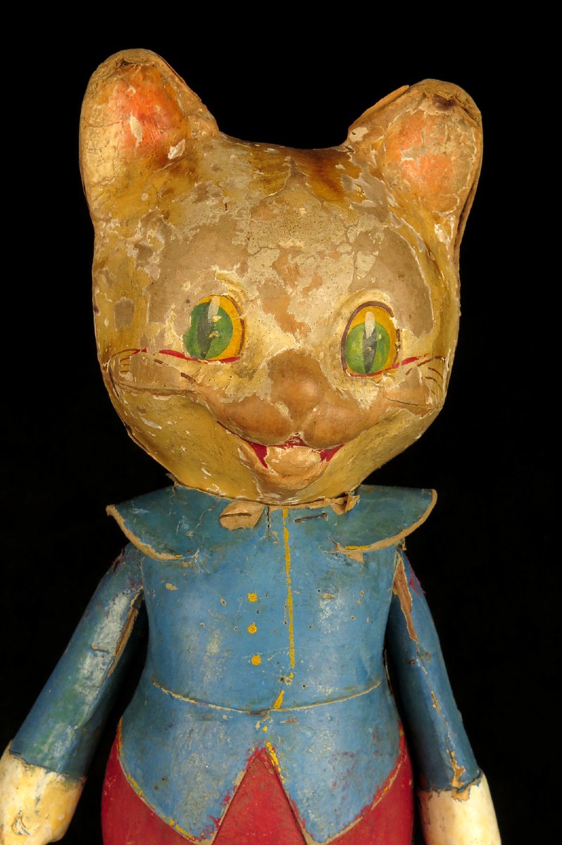 An Old Boiled-paperboard Toy, Puss In Boots, Circa 1920.-photo-2