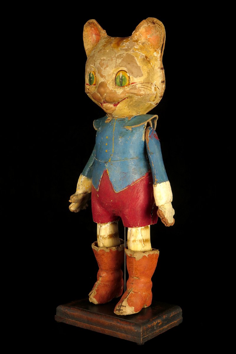 An Old Boiled-paperboard Toy, Puss In Boots, Circa 1920.-photo-4