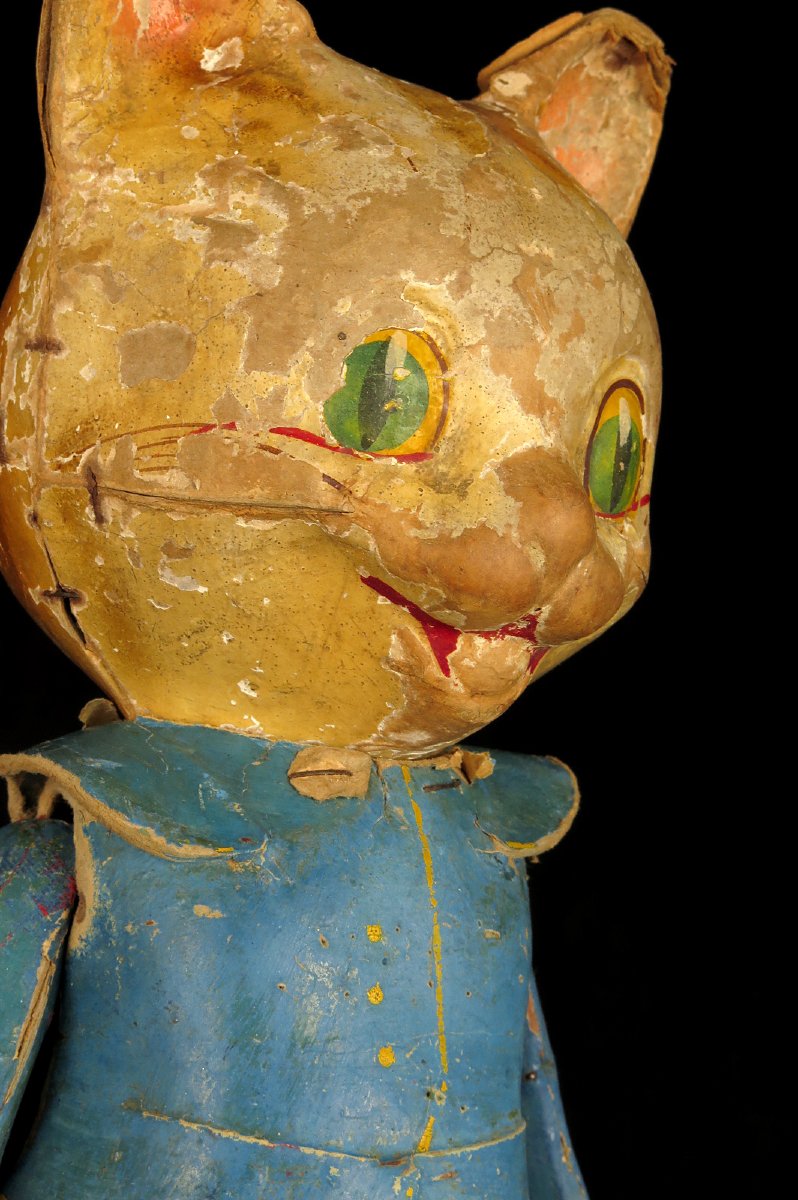 An Old Boiled-paperboard Toy, Puss In Boots, Circa 1920.-photo-6