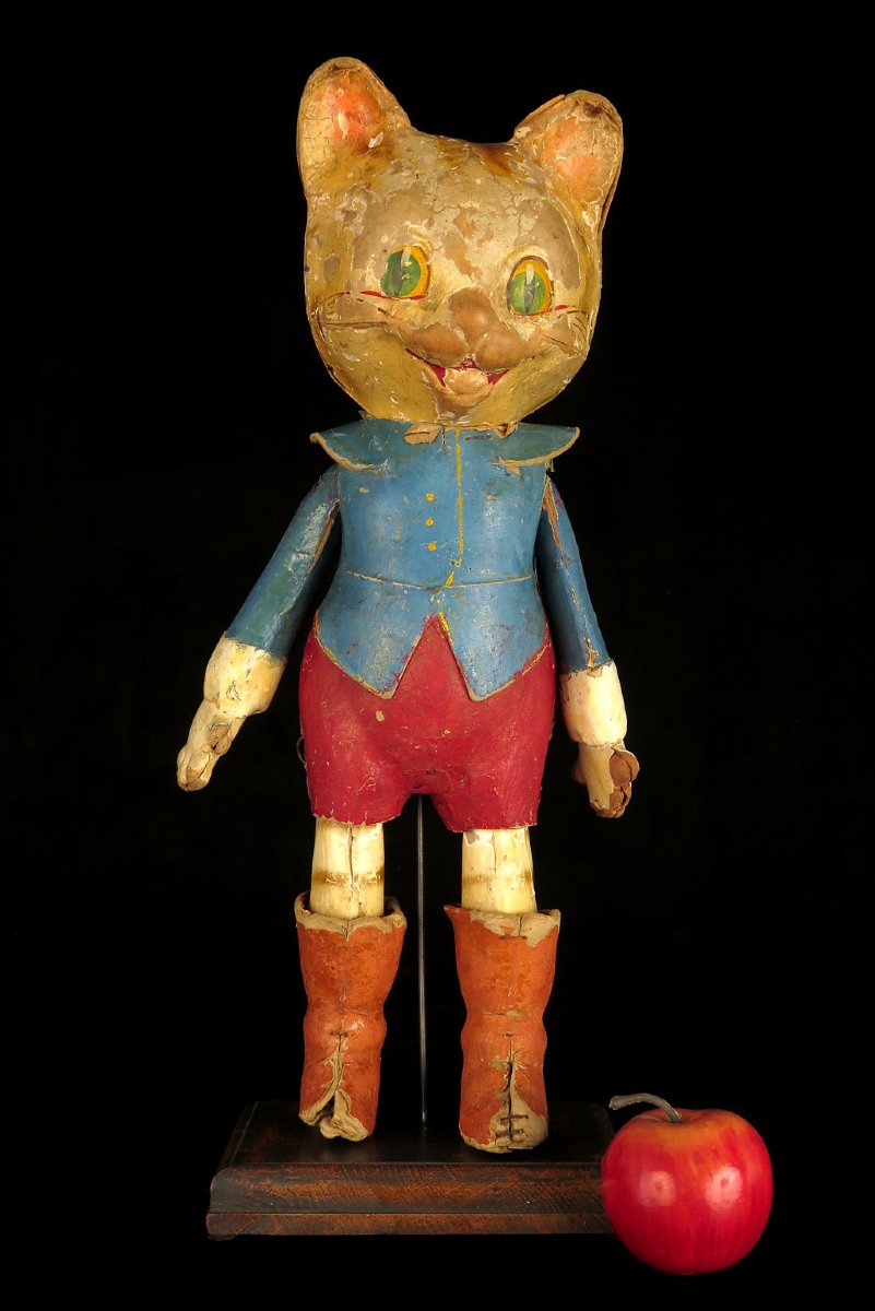 An Old Boiled-paperboard Toy, Puss In Boots, Circa 1920.-photo-7