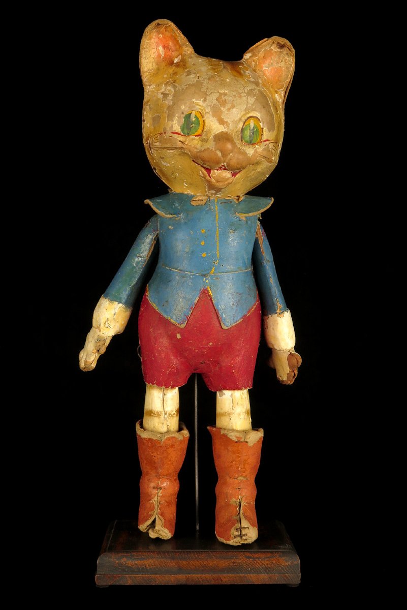 An Old Boiled-paperboard Toy, Puss In Boots, Circa 1920.