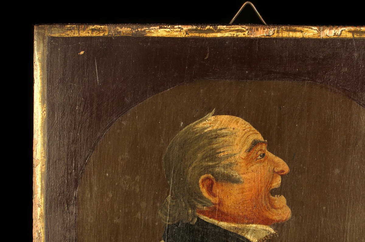 Ancienne peinture à l'huile sur panneau, vers 1880 / Portrait Prêtre Art Populaire-photo-4