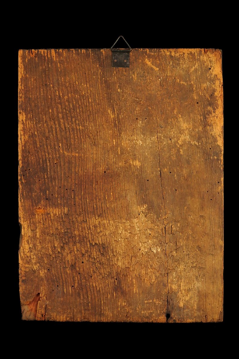 Ancienne peinture à l'huile sur panneau, vers 1880 / Portrait Prêtre Art Populaire-photo-4
