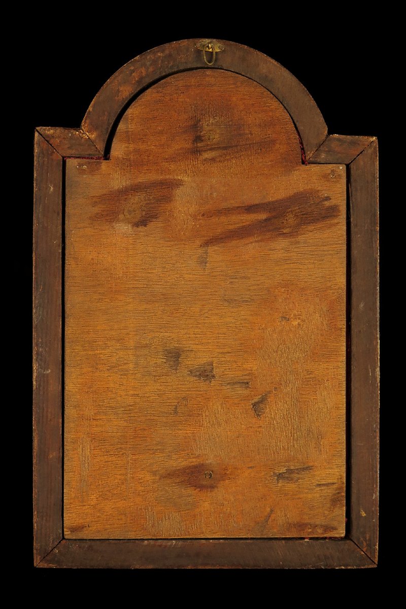 Antique Painting Of Christ On The Cross In Wax, Circa 1850.-photo-6