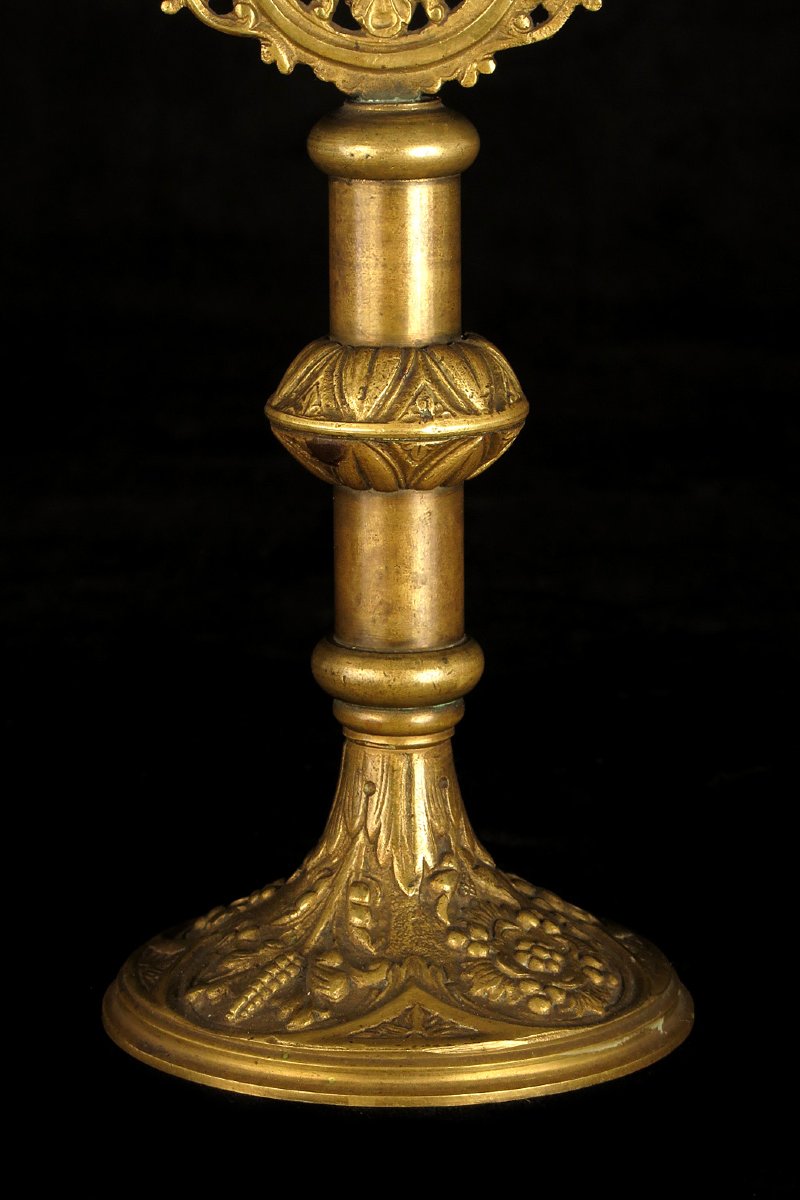 Antique Bronze And Brass Monstrance, Circa 1880 / Reliquary-photo-3