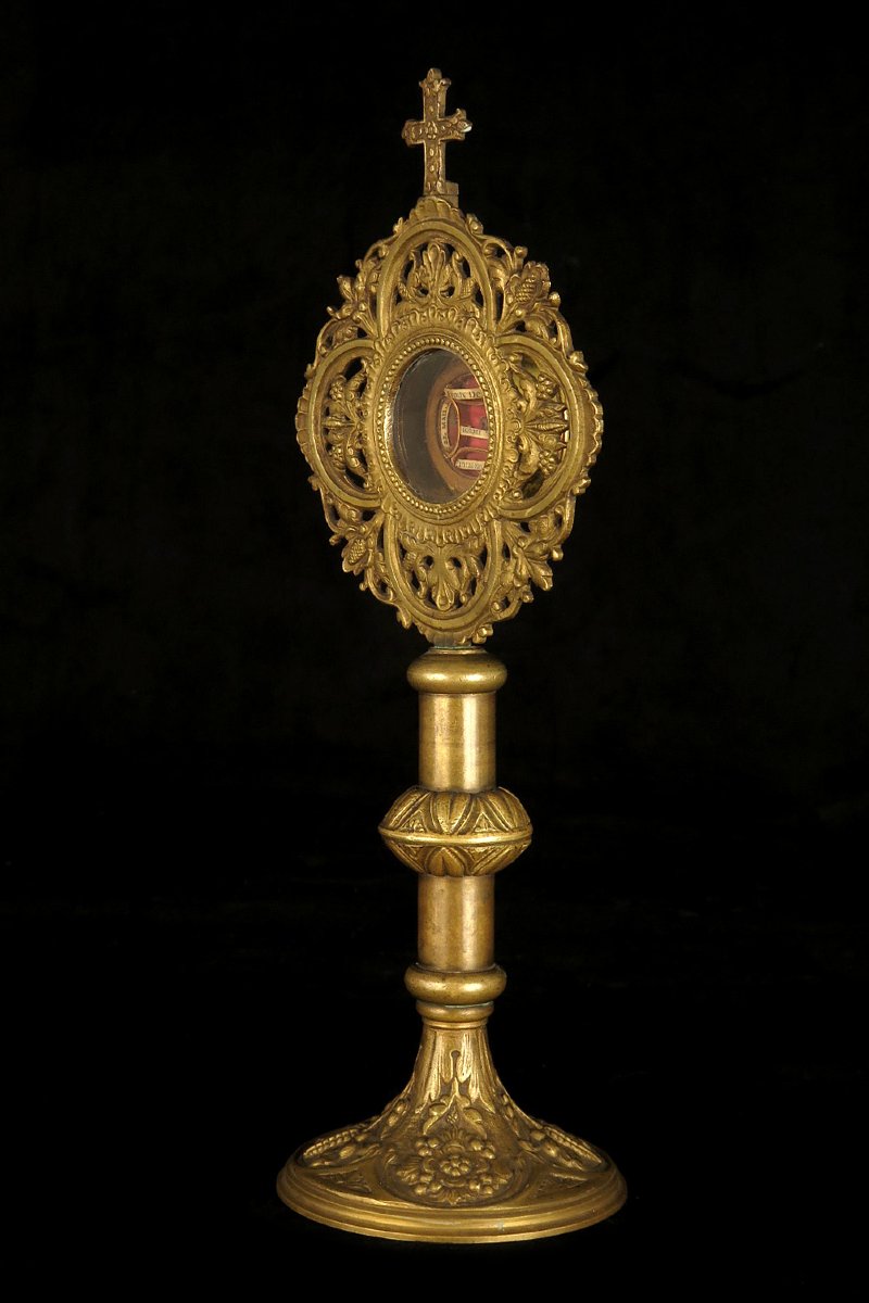 Antique Bronze And Brass Monstrance, Circa 1880 / Reliquary-photo-2