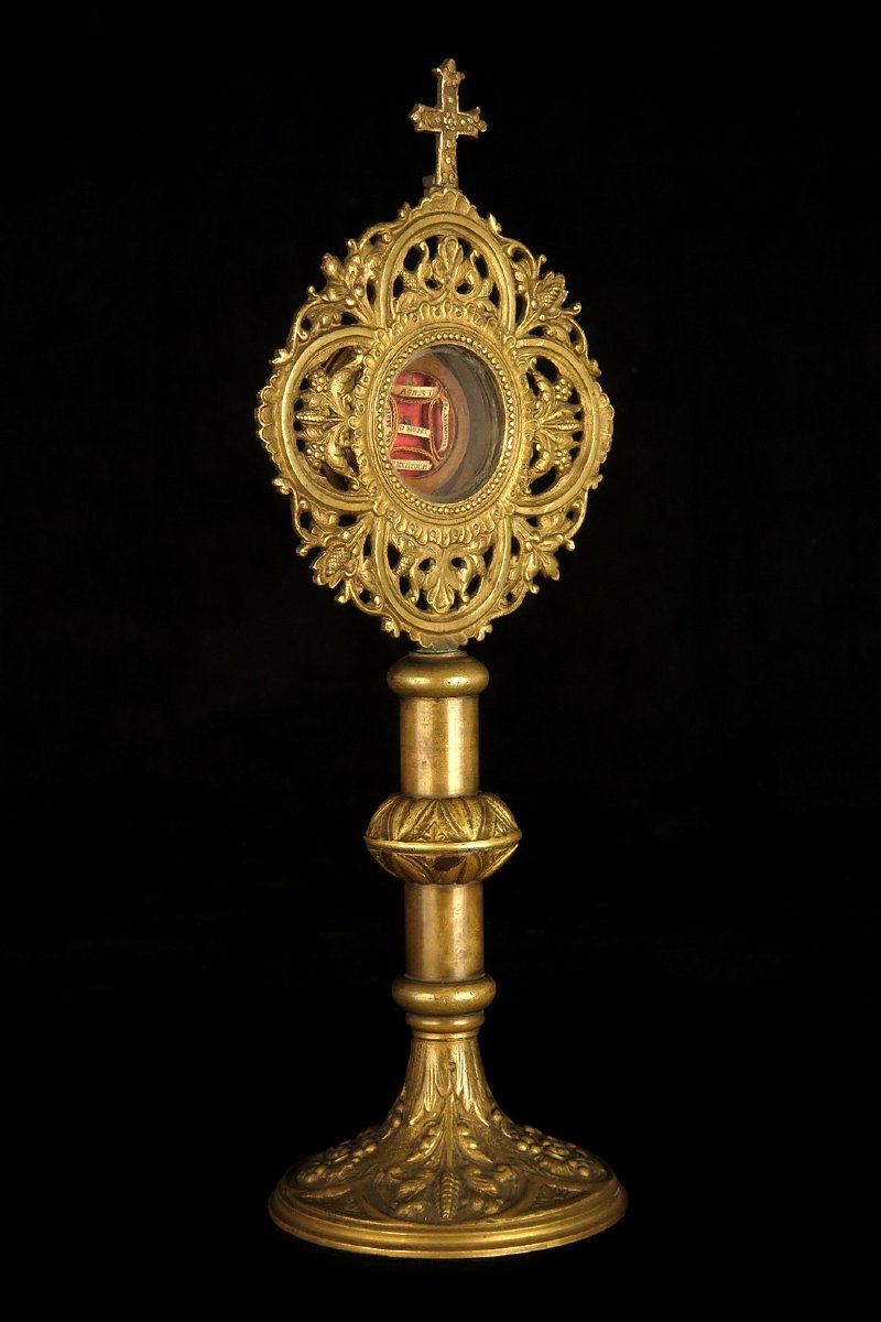 Antique Bronze And Brass Monstrance, Circa 1880 / Reliquary-photo-6