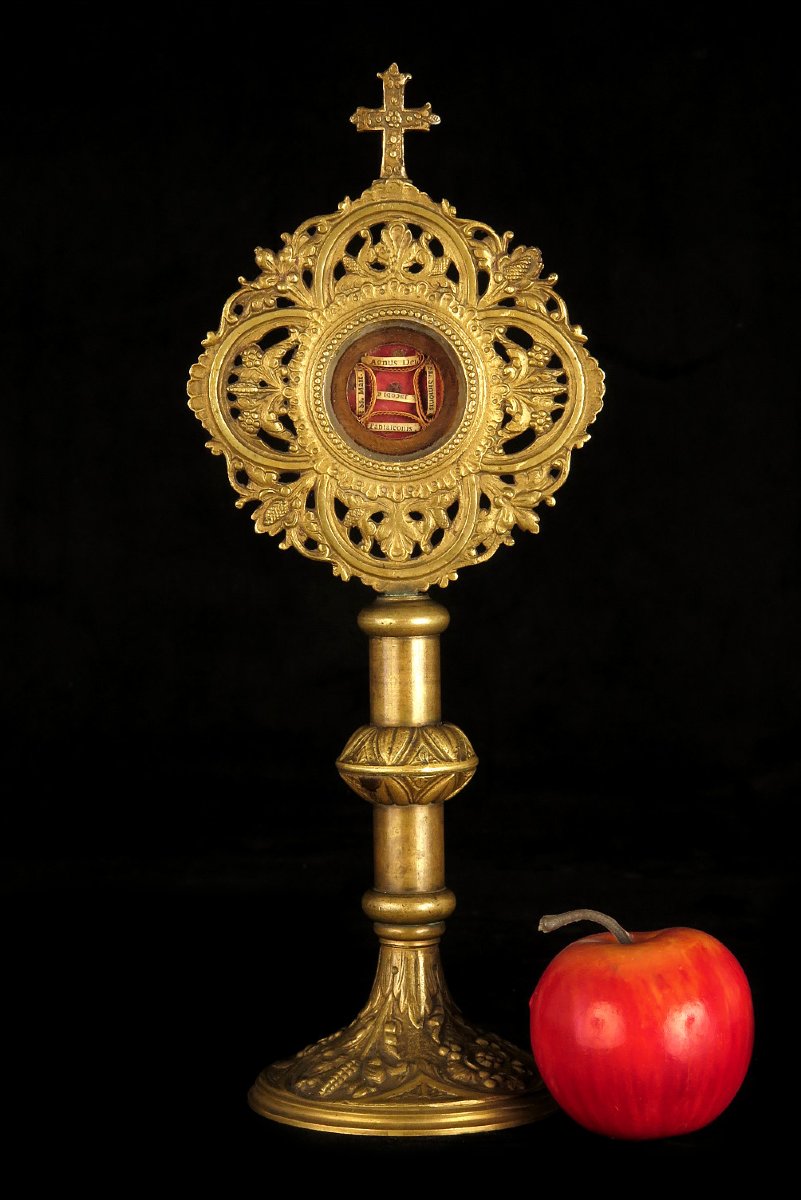 Antique Bronze And Brass Monstrance, Circa 1880 / Reliquary-photo-8