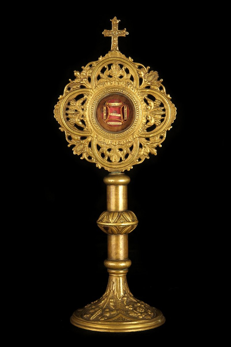 Antique Bronze And Brass Monstrance, Circa 1880 / Reliquary