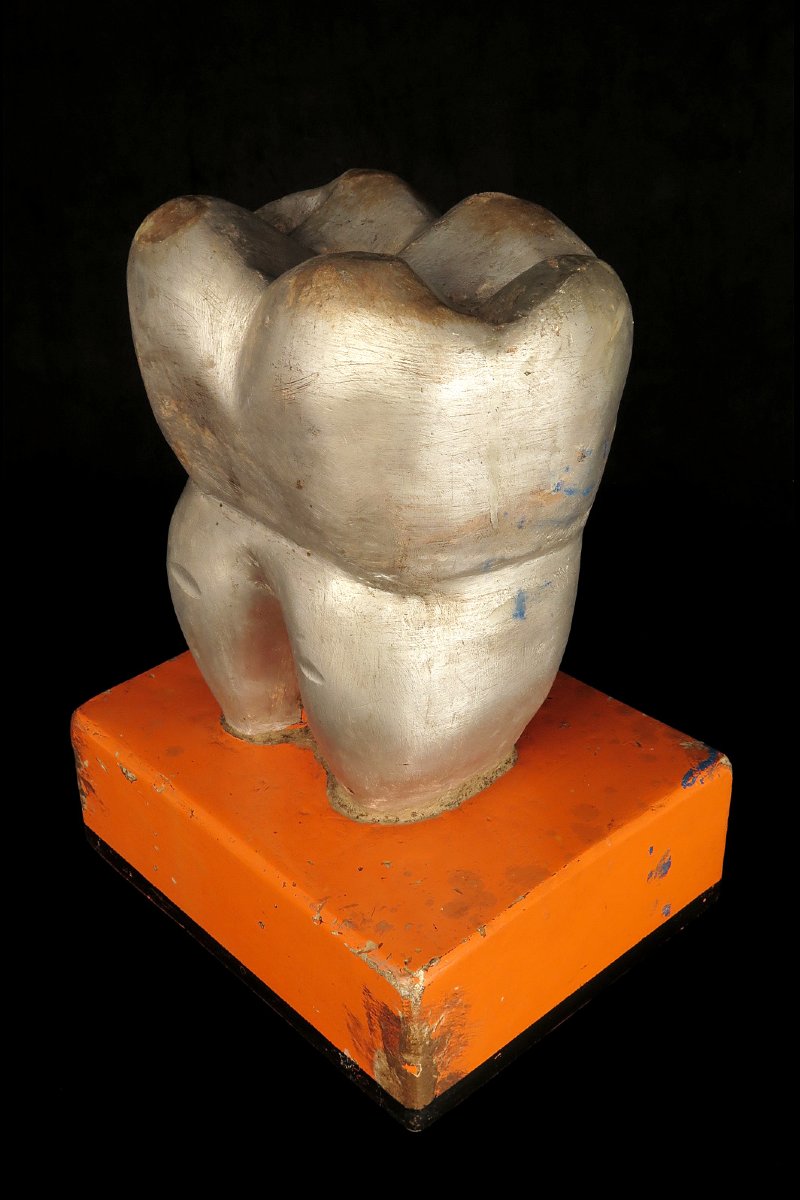 Ancienne sculpture d'une dent, vers 1940 / Dentiste Cabinet Curiosités Publicité-photo-1