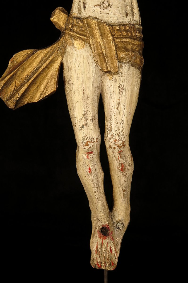 Ancien Christ en bois sculpté, art populaire vers 1850 / Sculpture origine Pologne-photo-3