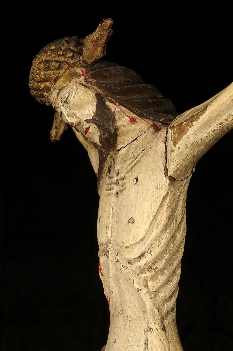 Ancien Christ en bois sculpté, art populaire vers 1850 / Sculpture origine Pologne-photo-5
