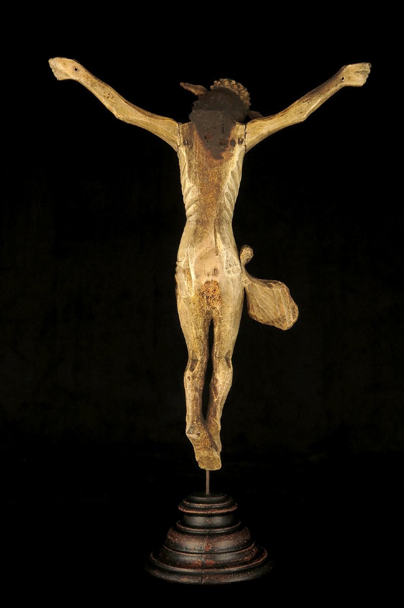Ancien Christ en bois sculpté, art populaire vers 1850 / Sculpture origine Pologne-photo-6