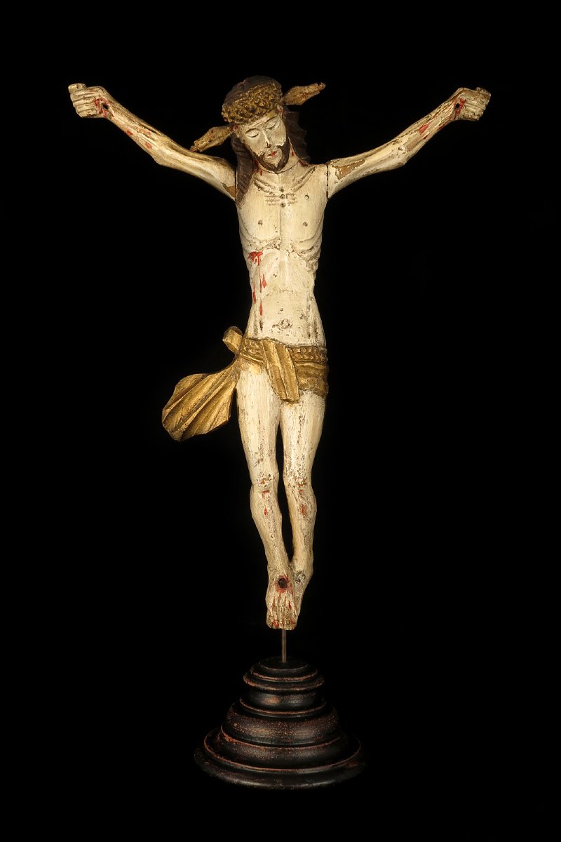 Ancien Christ en bois sculpté, art populaire vers 1850 / Sculpture origine Pologne