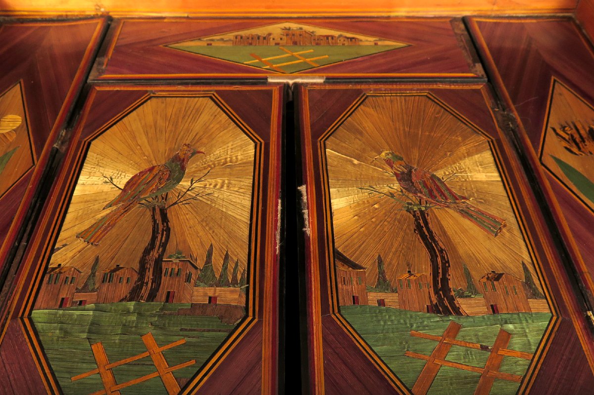 Ancien coffret en marqueterie de paille, vers 1900 / Art Populaire Boite-photo-4