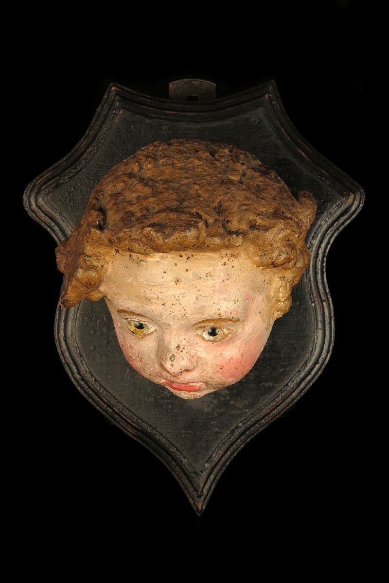 Ancien fragment de sculpture, Putti ou Angelot vers 1800.-photo-3