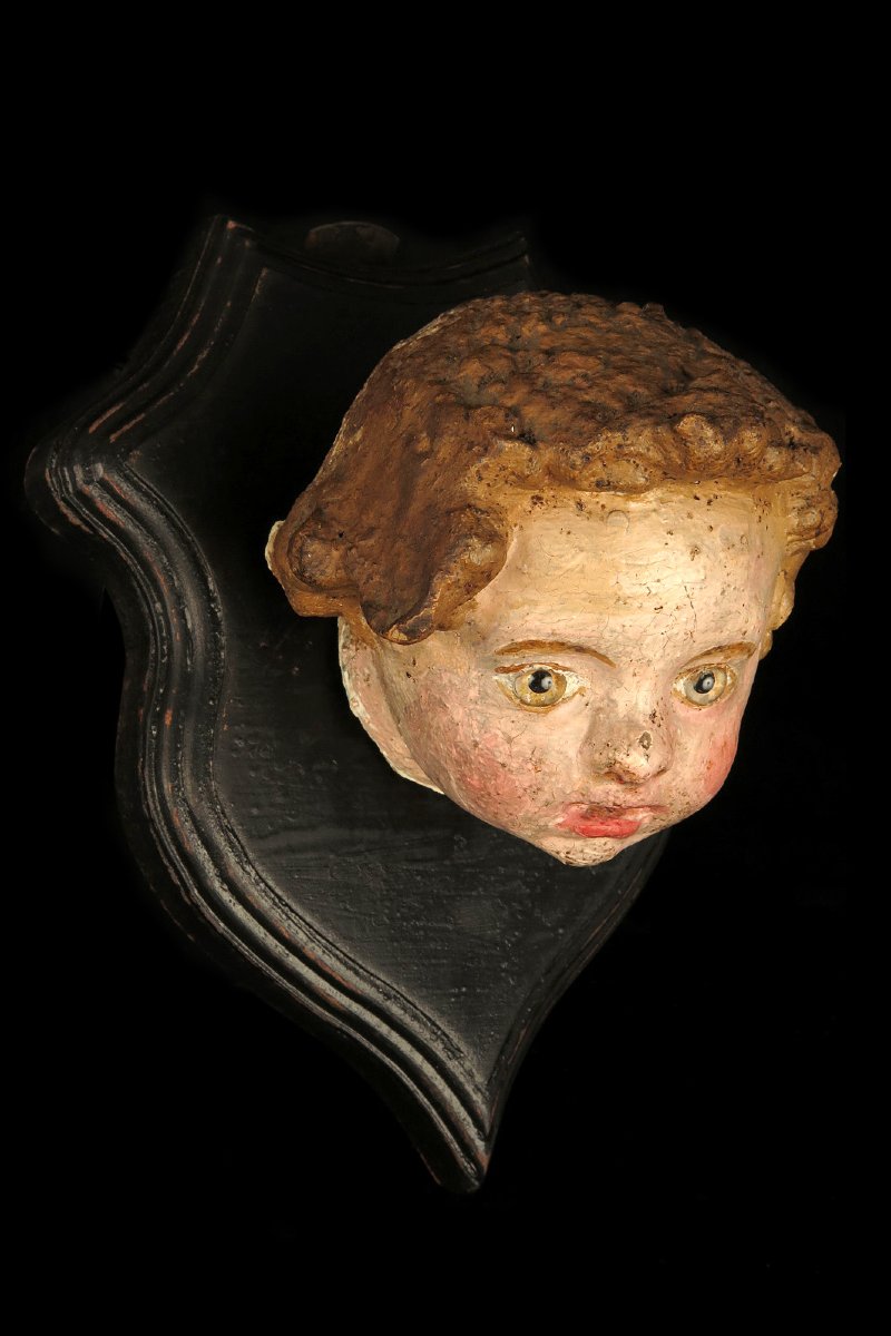 Ancien fragment de sculpture, Putti ou Angelot vers 1800.-photo-4
