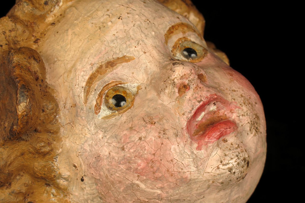 Ancien fragment de sculpture, Putti ou Angelot vers 1800.-photo-8