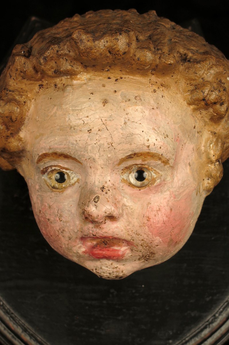 Ancien fragment de sculpture, Putti ou Angelot vers 1800.
