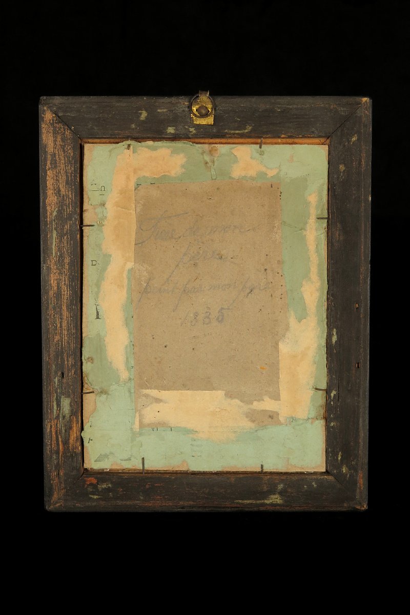 Ancien portrait d'homme, aquarelle art populaire daté 1835.-photo-5