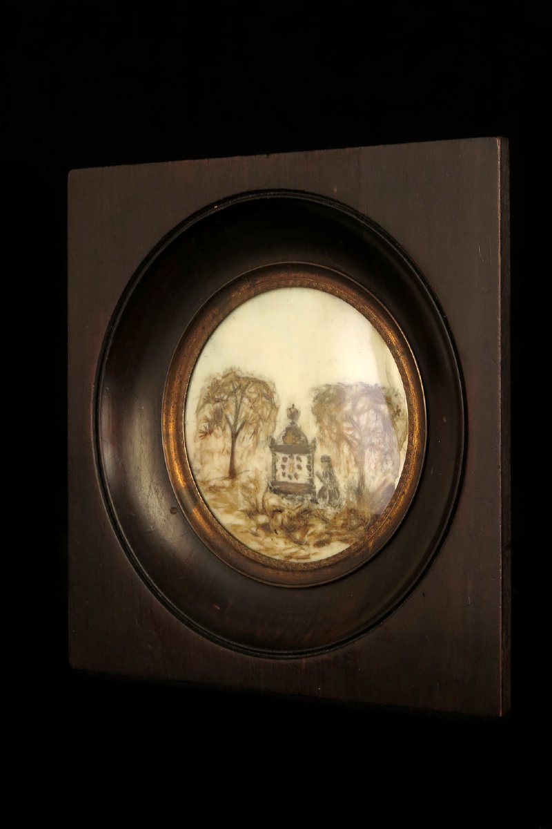 Antique Hair Frame, Memorial Keepsake Dated 1842 / Cabinet Of Curiosities-photo-4