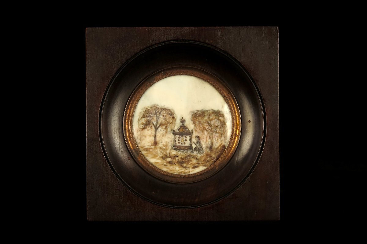 Antique Hair Frame, Memorial Keepsake Dated 1842 / Cabinet Of Curiosities