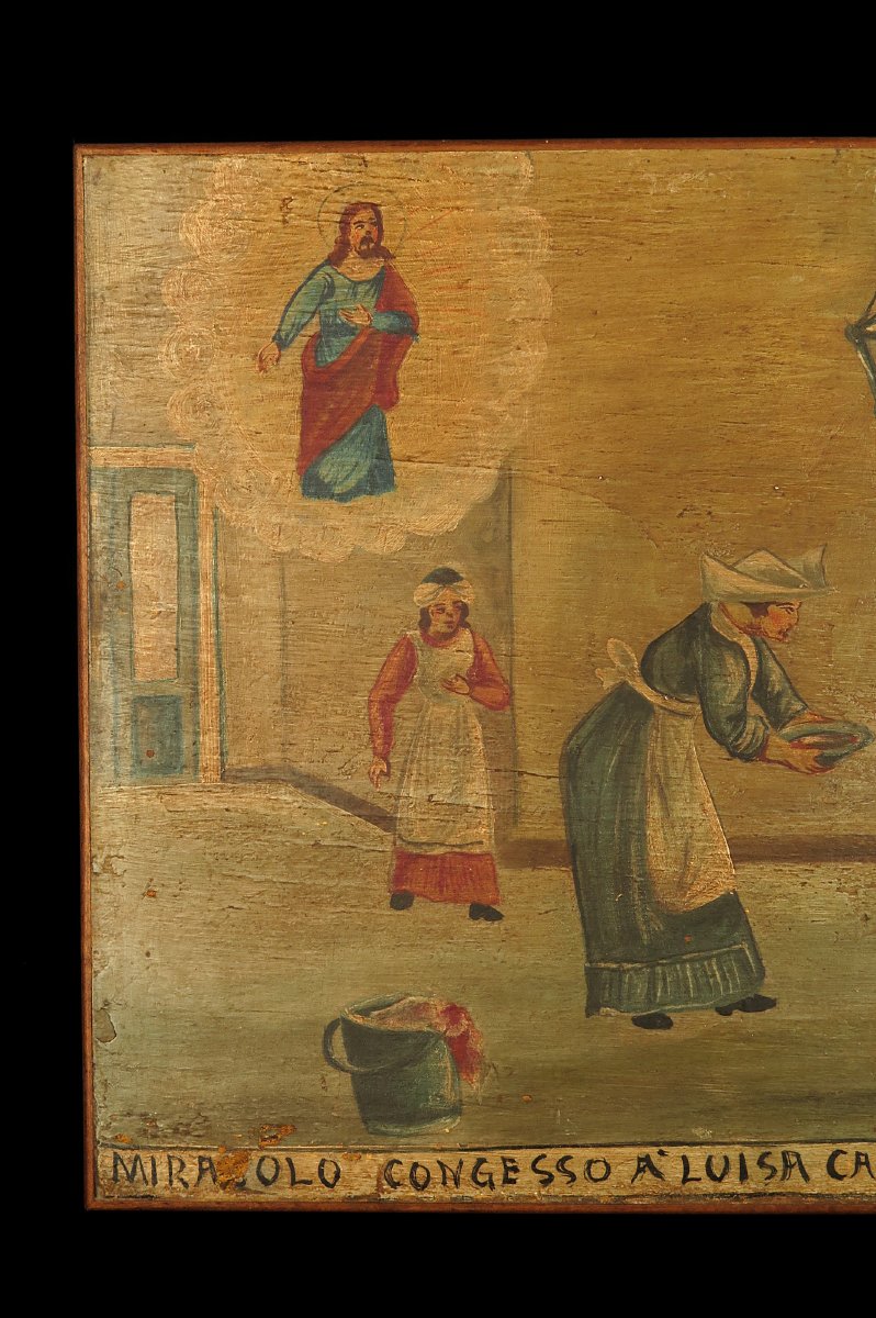 Former Ex-voto, Italian Votive Painting Dated 1908 / Oddities-photo-2