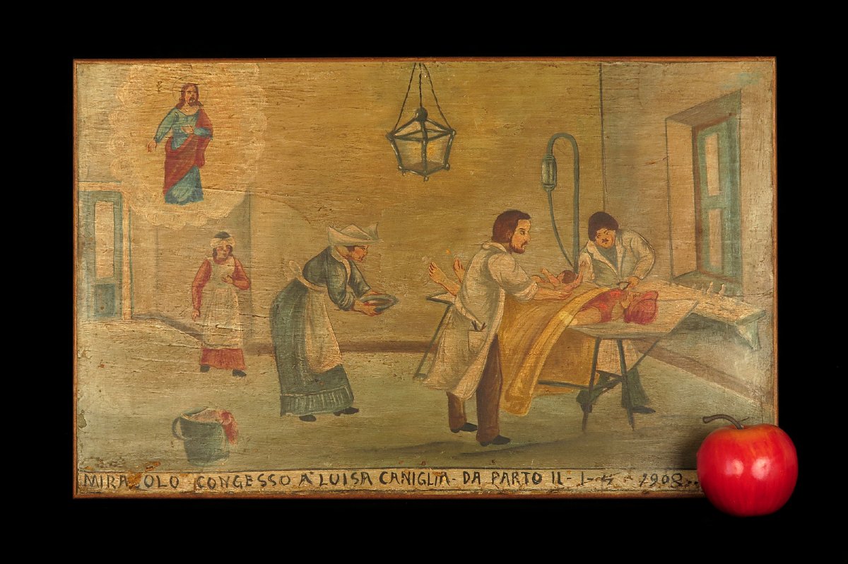 Former Ex-voto, Italian Votive Painting Dated 1908 / Oddities-photo-7