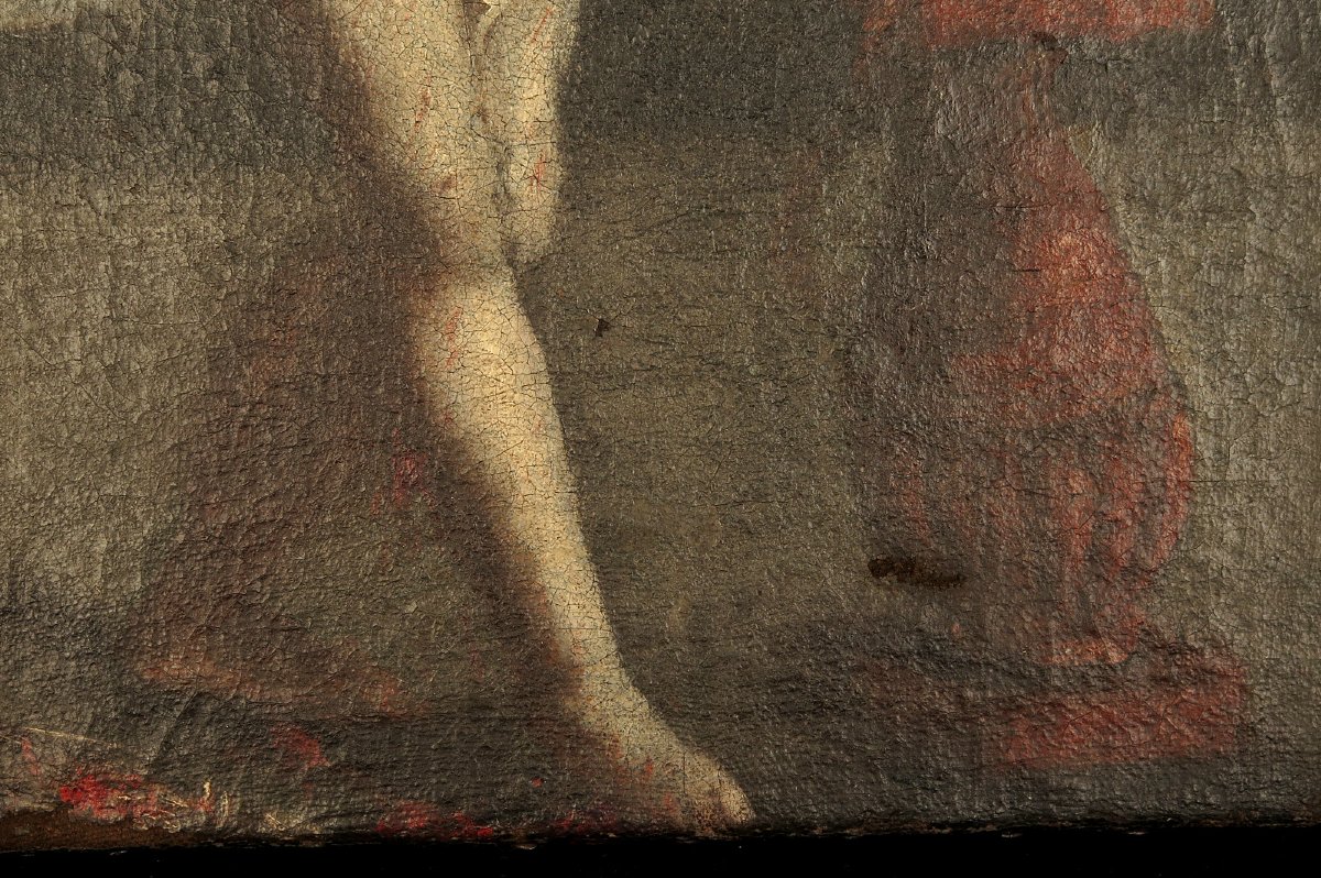 Ancienne peinture à l'huile sur toile, Christ aux liens vers 1750 / Ecole Flamande-photo-3