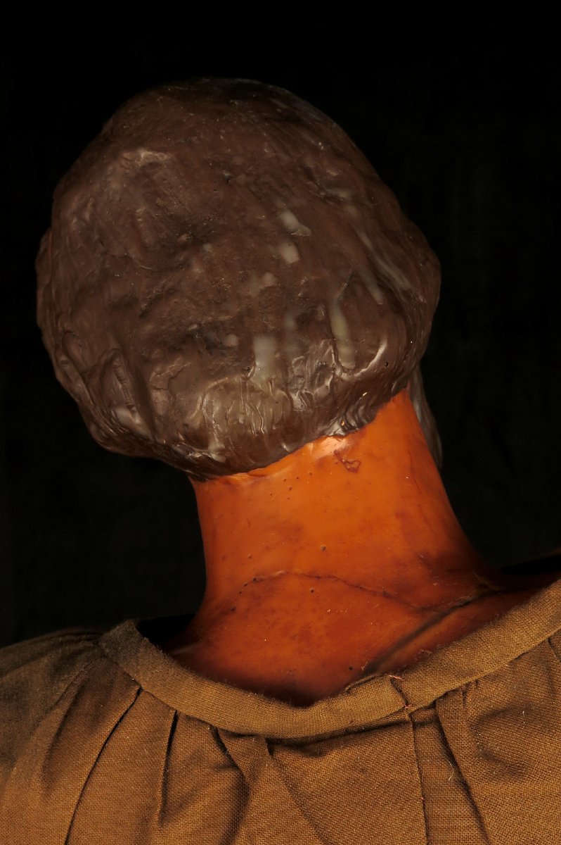 Ancien Santon en cire, Saint Joseph vers 1900 / Sculpture yeux verre-photo-2