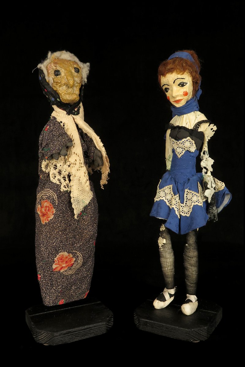 Ancien lot de marionnettes en papier mâché, vers 1940 / Art Populaire-photo-2