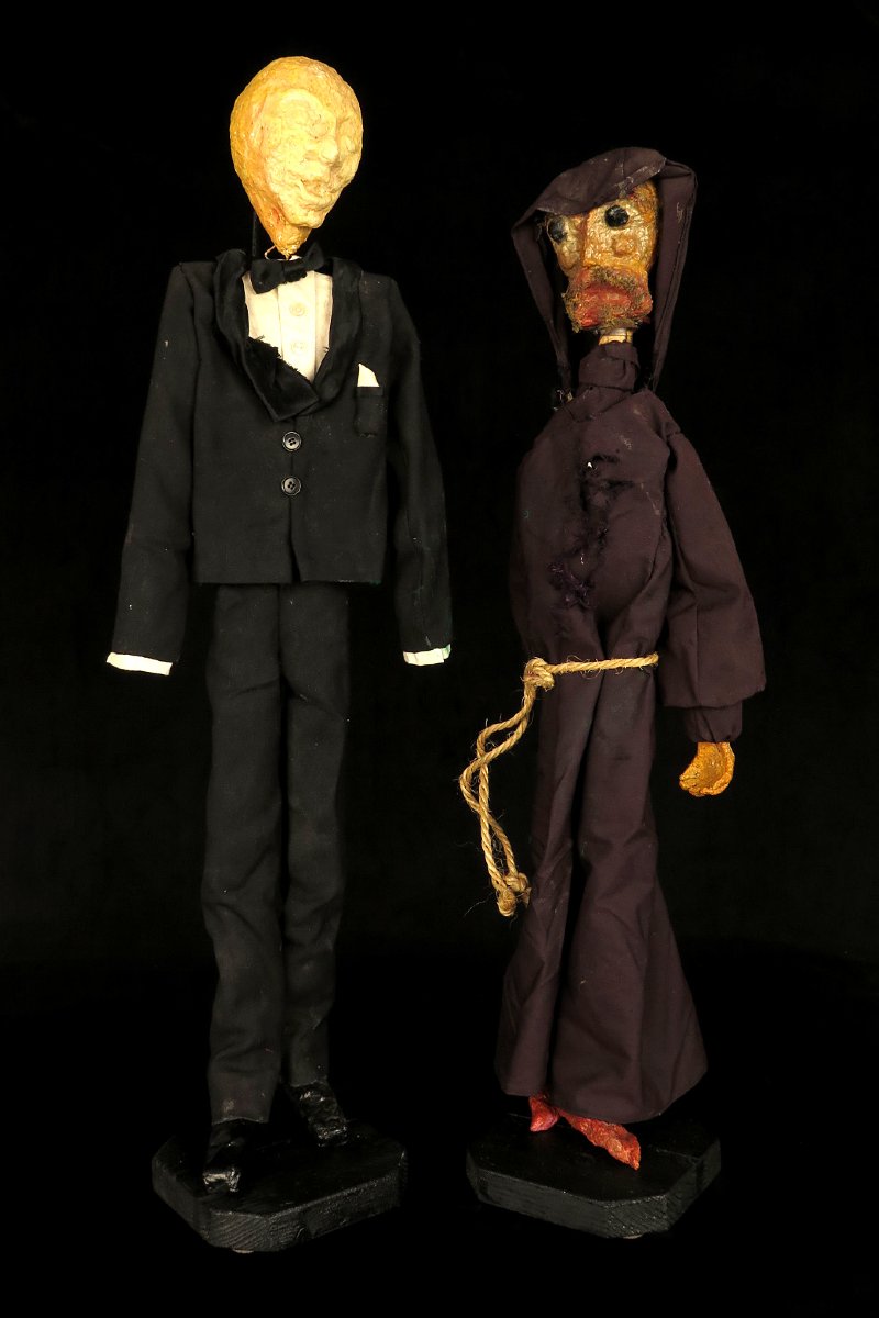 Ancien lot de marionnettes en papier mâché, vers 1940 / Art Populaire-photo-3
