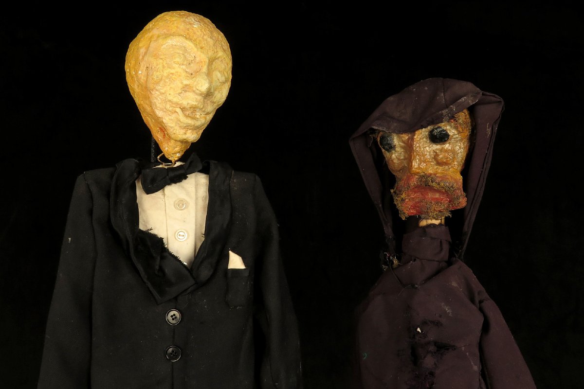 Ancien lot de marionnettes en papier mâché, vers 1940 / Art Populaire-photo-4