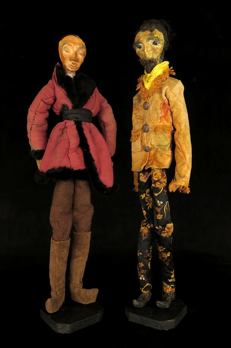 Ancien lot de marionnettes en papier mâché, vers 1940 / Art Populaire-photo-5
