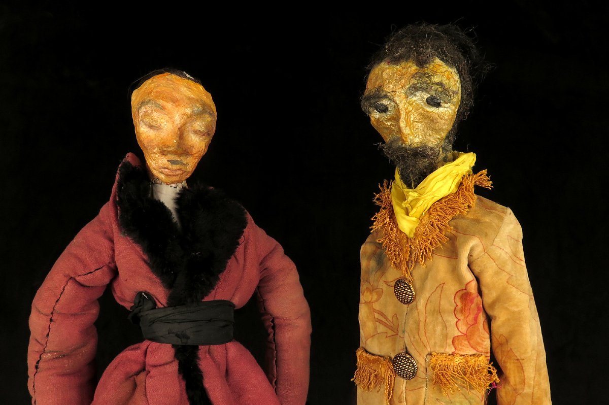 Ancien lot de marionnettes en papier mâché, vers 1940 / Art Populaire-photo-6